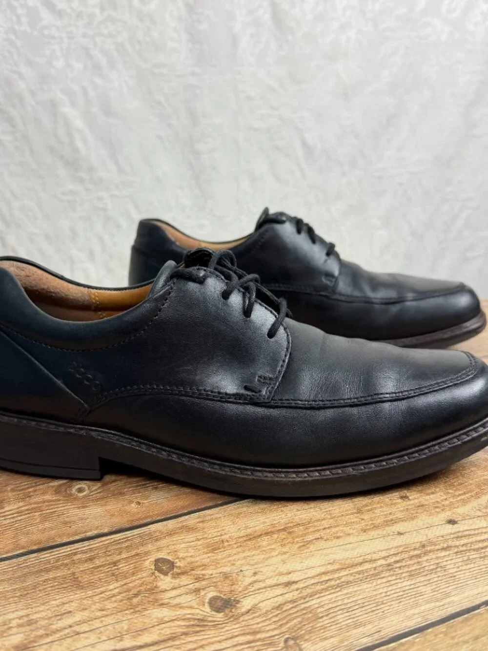 ECCO Men's Size 10 Black Leather Lace-Up Dress Shoes Oxford Comfort Classic ECCO